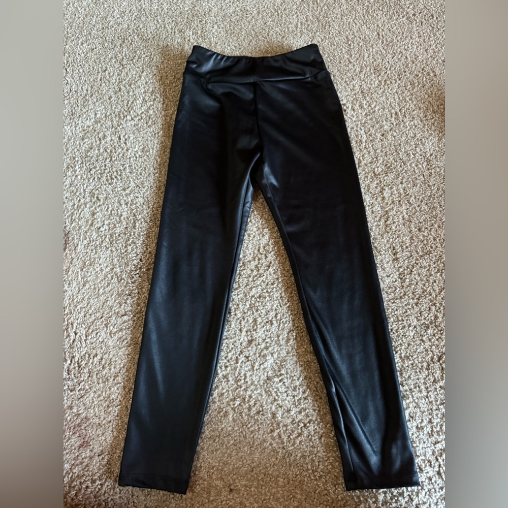 Stylish Black Kids Leggings-Pleather!